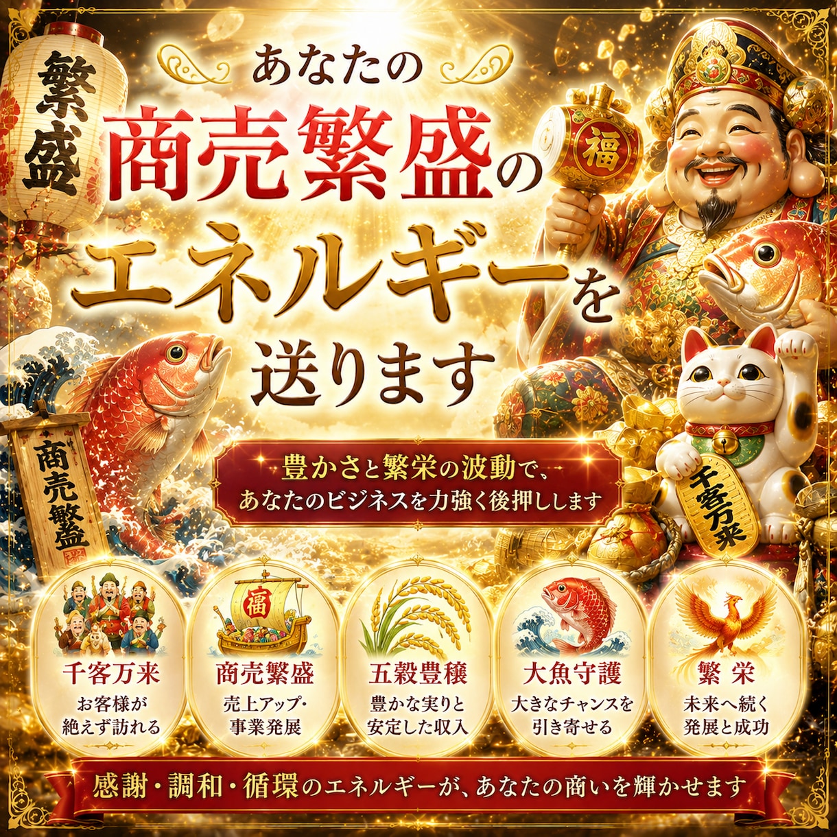 商売繁盛エネルギー｜千客万来・五穀豊穣で繁栄します 10年の実績。商売繁盛・千客万来を引き寄せる イメージ1