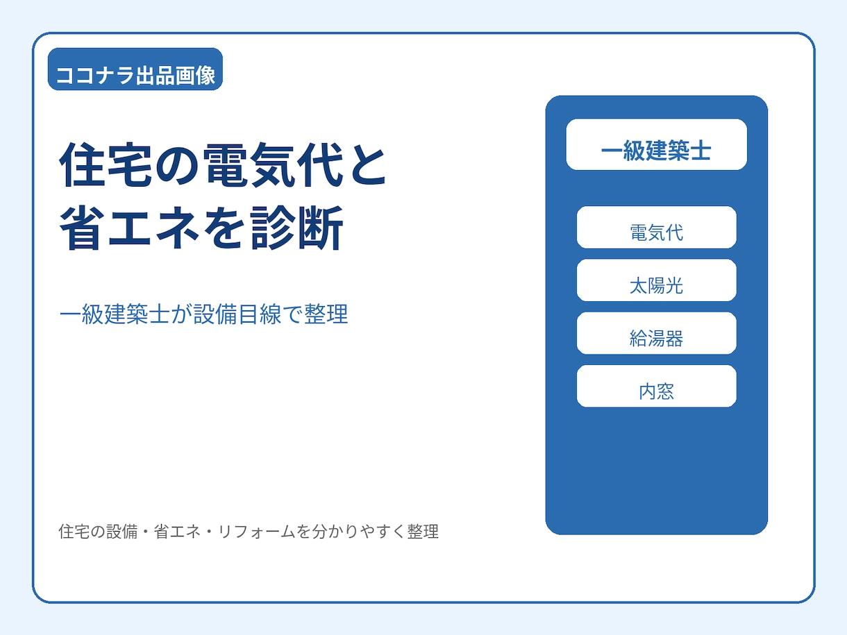 住宅の電気代と省エネを診断します 一級建築士が設備目線で整理します イメージ1