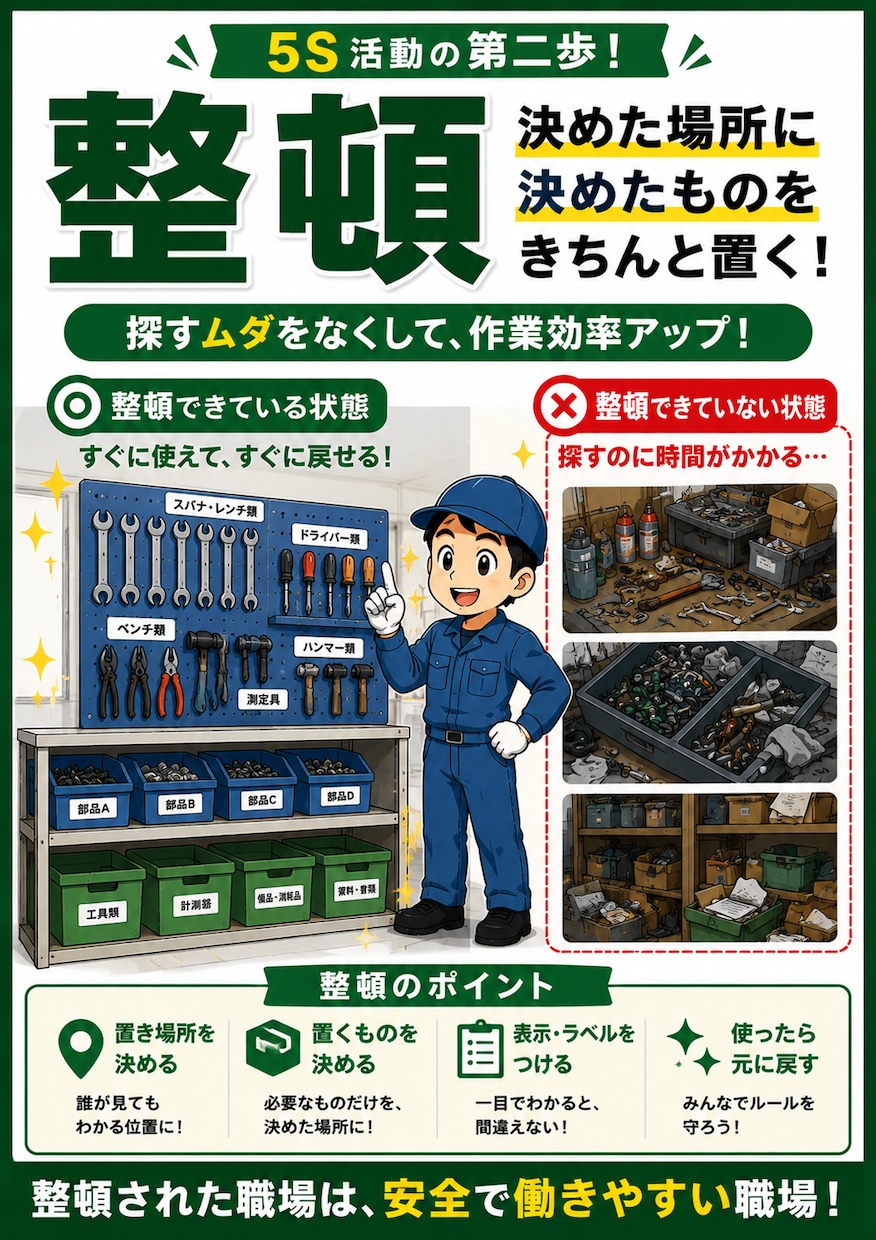 5S・整理整頓の注意喚起ポスターを作成します 工場・倉庫・事務所など、現場に合わせた5Sポスターを作成！ イメージ2