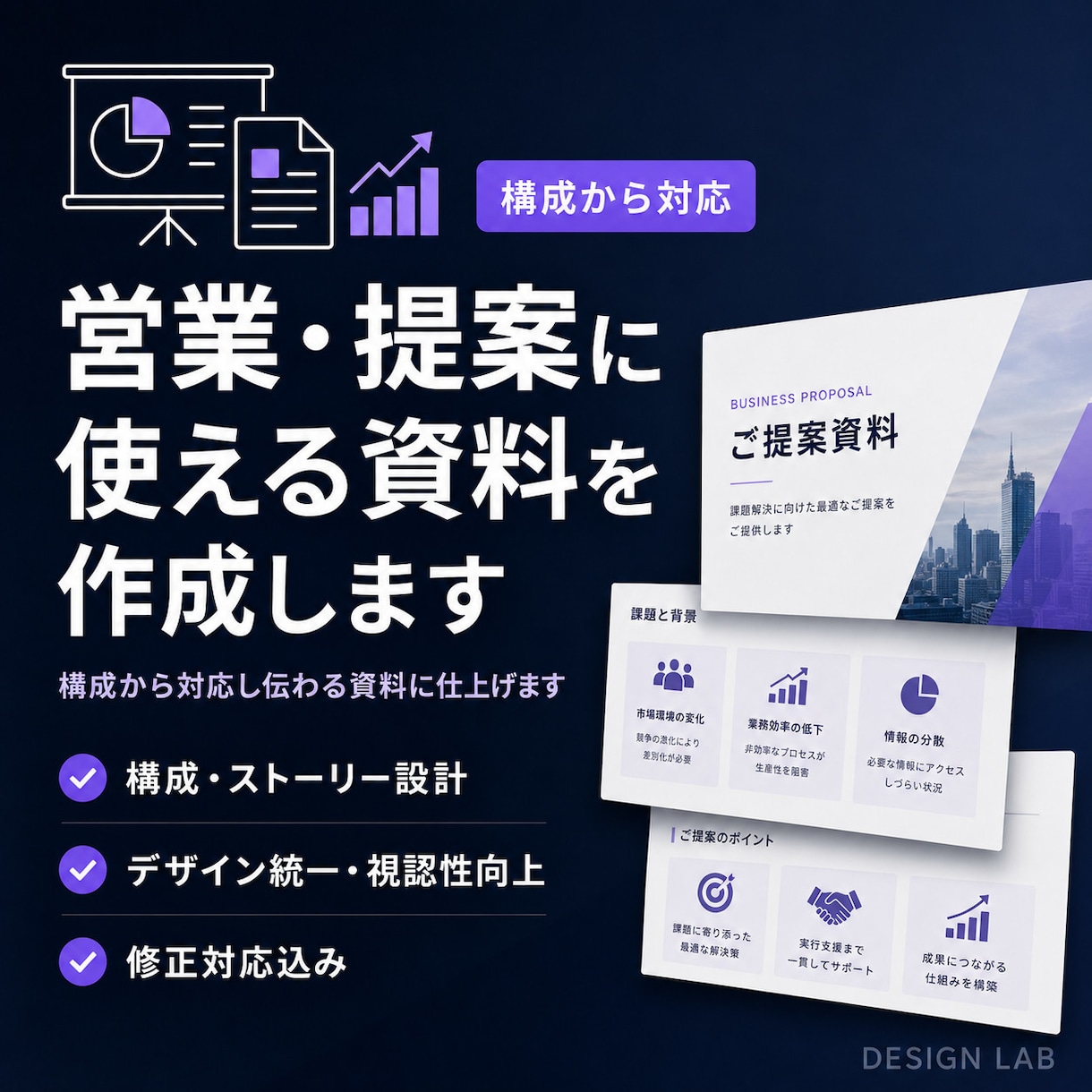 営業・提案に使える資料を作成しますます 構成から対応し伝わる資料に仕上げます イメージ1