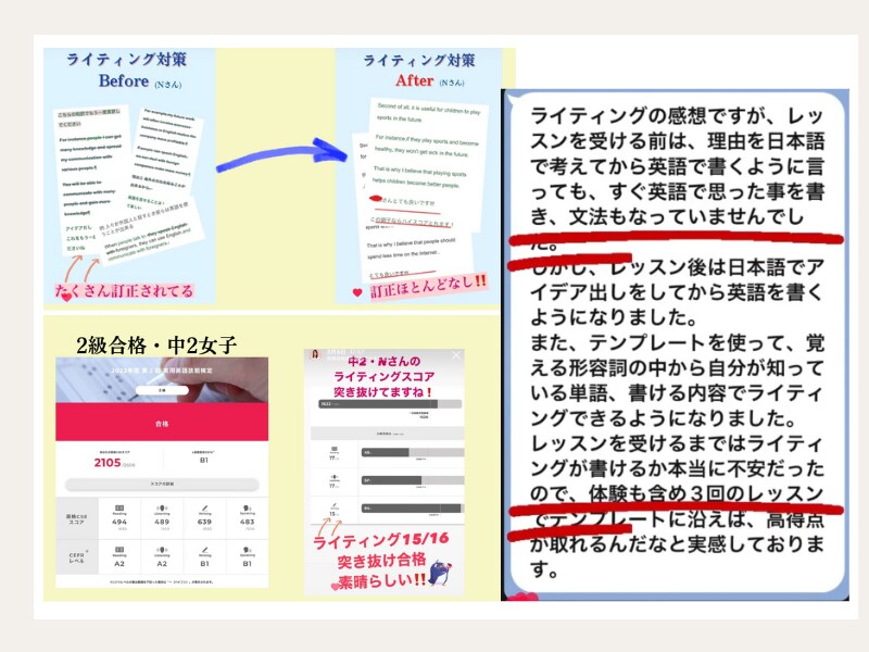 英検2級・準2級 ライティング指導します 1回の対策でハイスコアとれるライティングが書けるようになる! イメージ3
