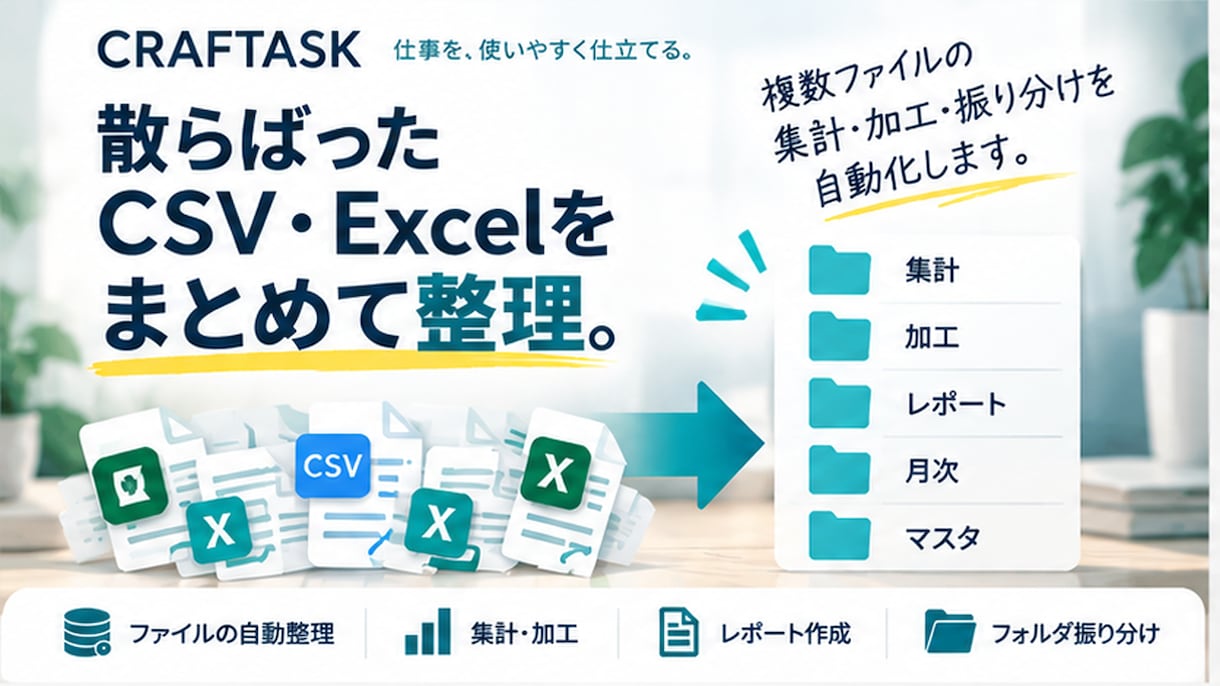 Excel・CSVの面倒な作業を自動化します 操作・変更手順付きで、使い続けられるツールをお届けします イメージ2