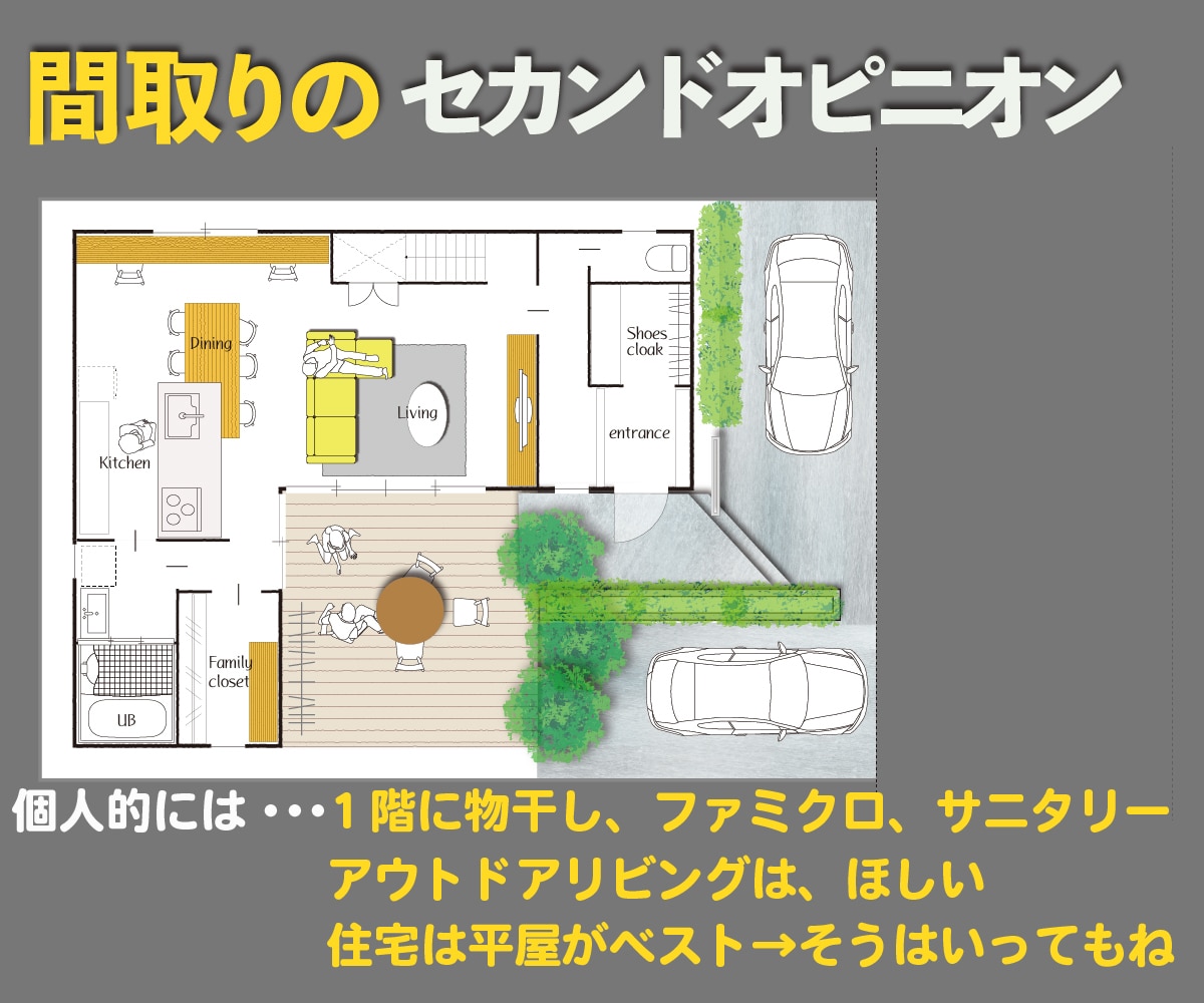 一級建築士が10年後も後悔しない間取り診断致します →設計実績２５０・施工管理実績３００・住宅２８年のプロです イメージ1