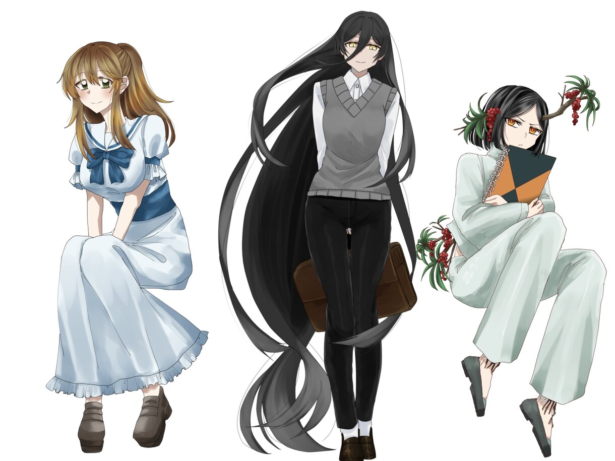 創作、TRPG等の立ち絵イラストを作成します 長髪と黒髪の事が好きです！！！！ イメージ3