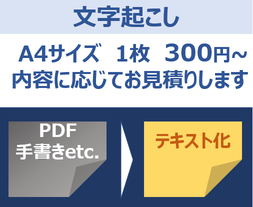 文字起こしを行います A4１枚単位でお見積りいたします イメージ1