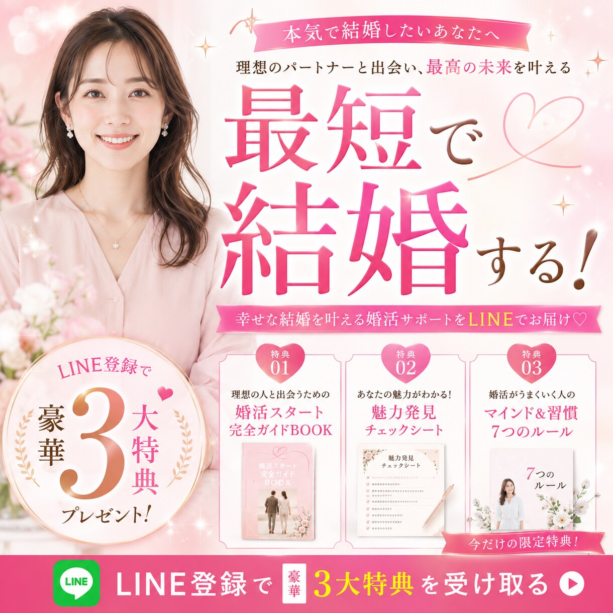LINEの集客バナー作成します 女性向け、高品質なLINE集客特化型バナーをお作りします♪ イメージ10