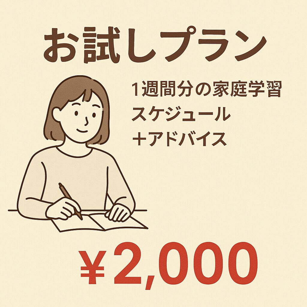勉強のスケジュールを提供します 家庭学習の不安を“戦略的スケジュール”で解消します！！ イメージ1
