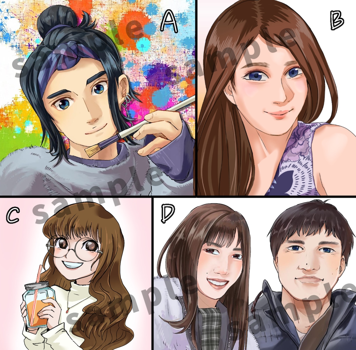 アニメもリアルも！似顔絵イラストお描きします アイコン、ブログ、名刺などに！写真を添えてご依頼下さい♪ イメージ2