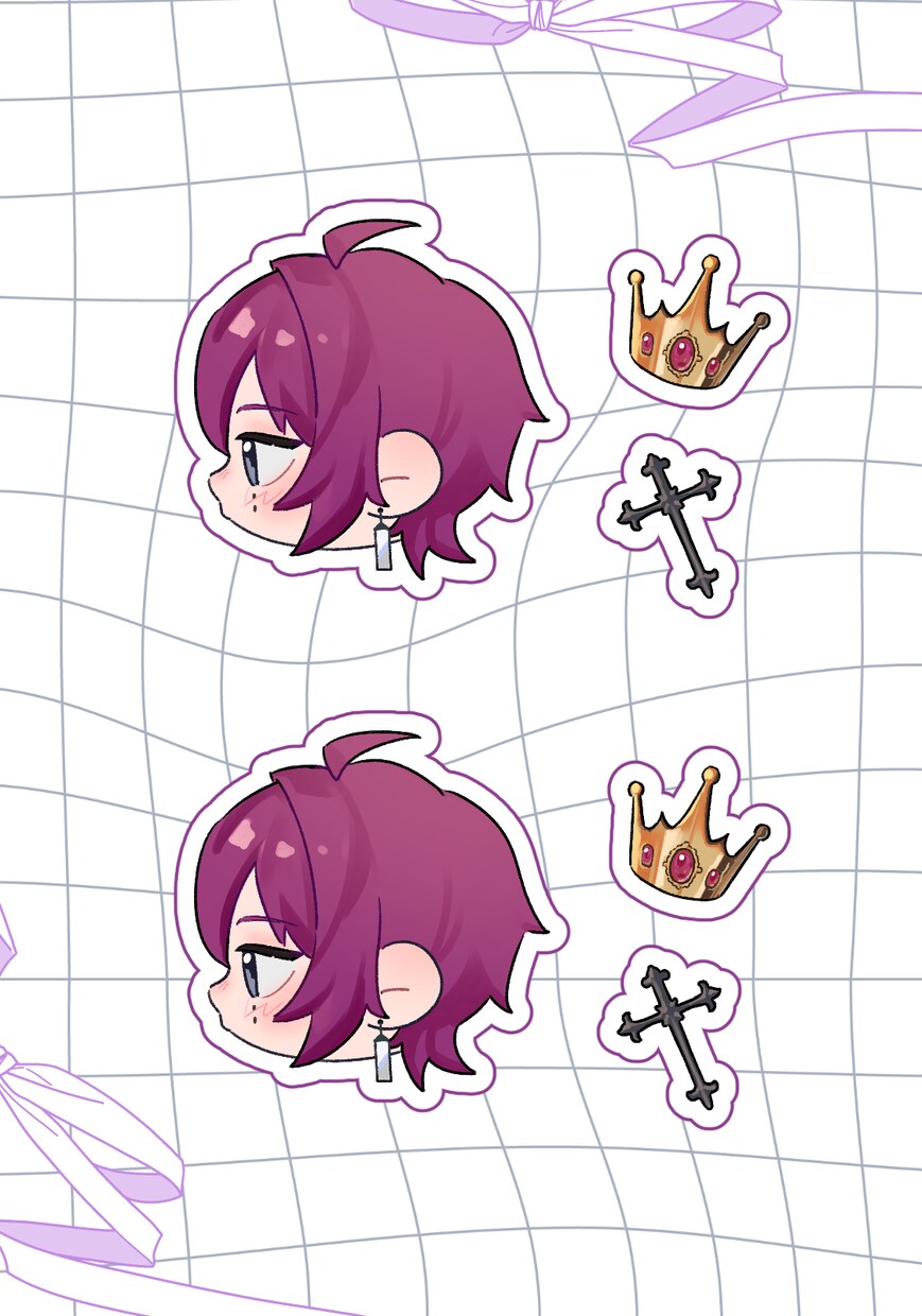 ネップリ対応　フレークシールちゃんを描きます ミニキャラ横顔＋お好きなモチーフ2点描きます。 イメージ6