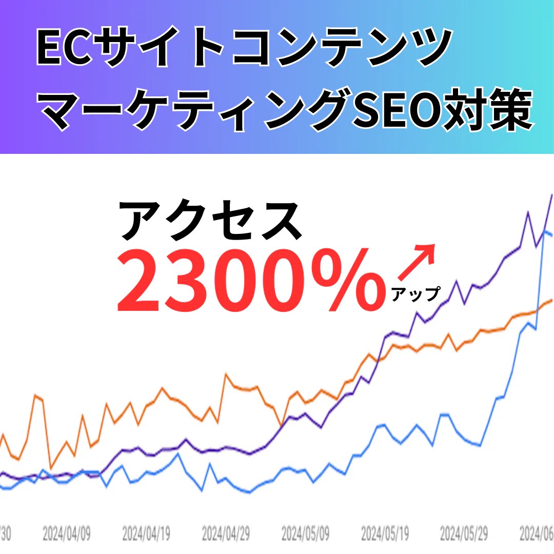 SEO対策！自社の実績2300％達成した方法ます ECサイトコンテンツマーケティングでアクセスが上がった実績 イメージ1