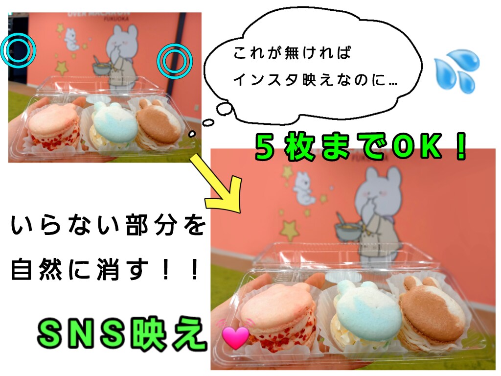 写真の消したい部分を自然に消します ｢これが無ければインスタ映えだったのに…｣を解消！！ イメージ1
