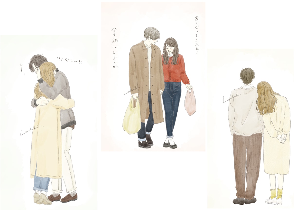 カップルイラスト描きます 日常風のものから、記念のシンプルなカップルの絵まで描きます。 イメージ3