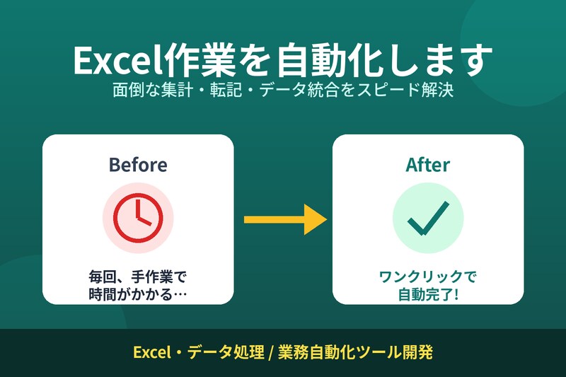 Excel作業を自動化するツールを作ります 面倒なExcel作業を自動化し、あなたの時間を生み出します イメージ1
