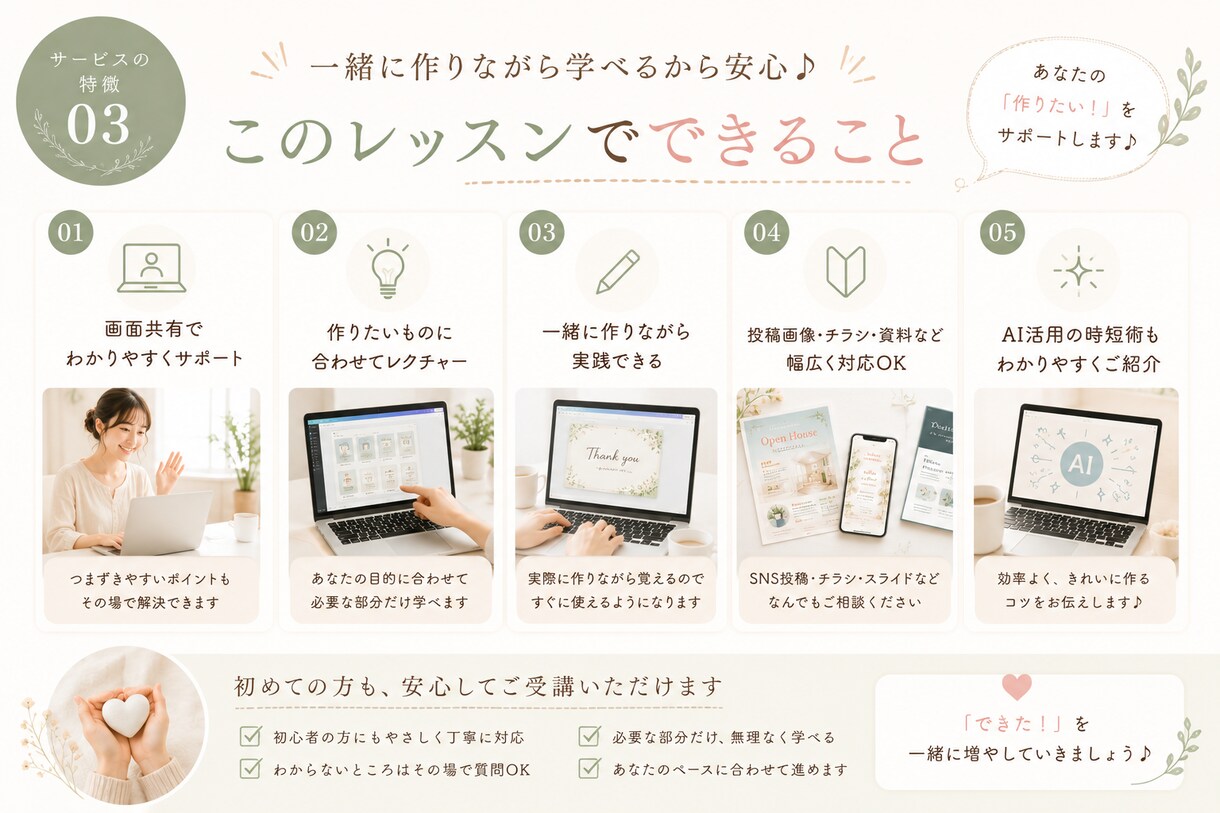 Canva初心者さんに使い方教えます 作りたいデザインを一緒に形にします イメージ3