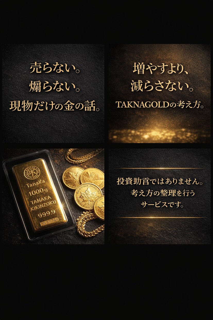 金・貴金属との向き合い方を一緒に整理します 増やすより、減らさない。TAKNAGOLDの現物という選択 イメージ2