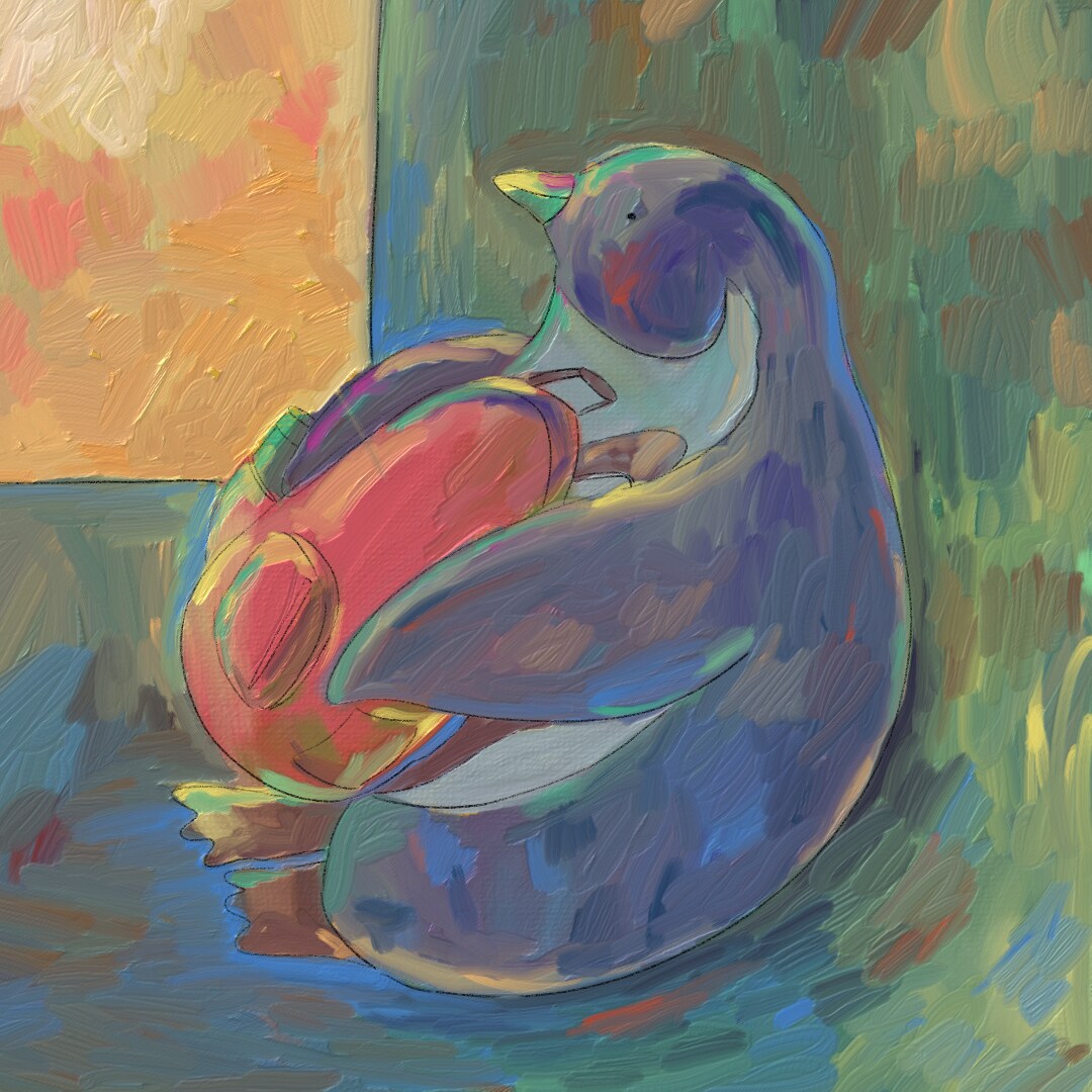 油絵風のゆるふわペンギンのイラスト作製します スマホやタブレットのサイズに対応/アイコン/商用利用/ イメージ5