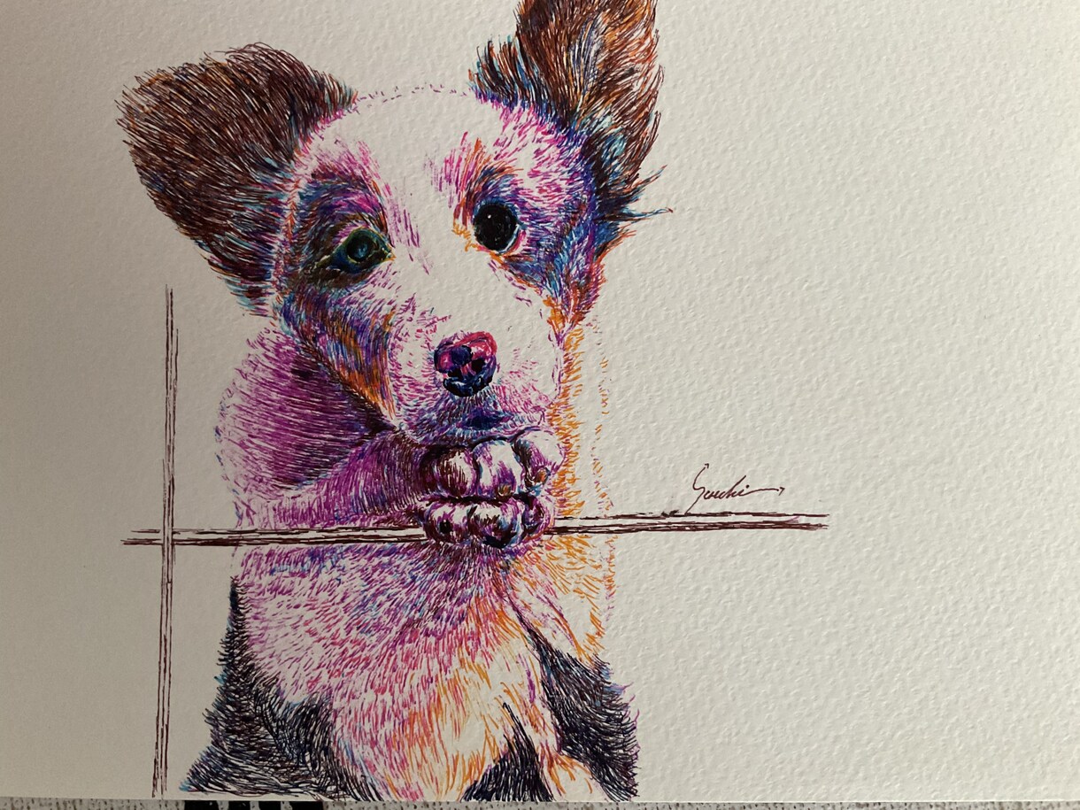 飼われてるペットの絵をペン画で描かせていただきます ペットをミニ画にして販売いたします！【⠀サイズ変更可能 】 イメージ5