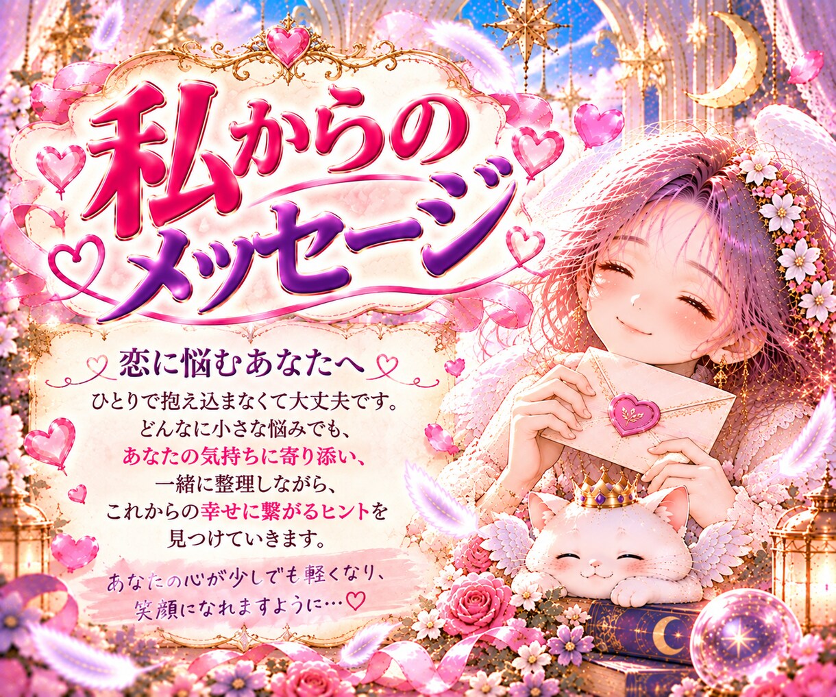 その恋愛のお悩み、こっそりお聞きして心を軽くします 心のモヤモヤをすぐにふわっと明るく✨素早くお悩みにアプローチ イメージ6