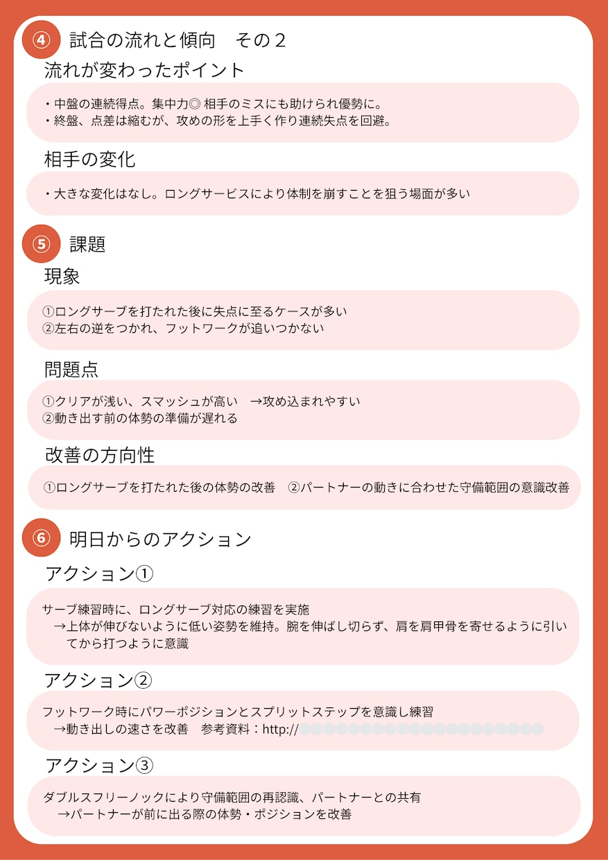 バドミントン中級者向け|ビデオ通話で試合分析します レポート+その場で質問・相談まで、次の練習にすぐ活かせます イメージ3