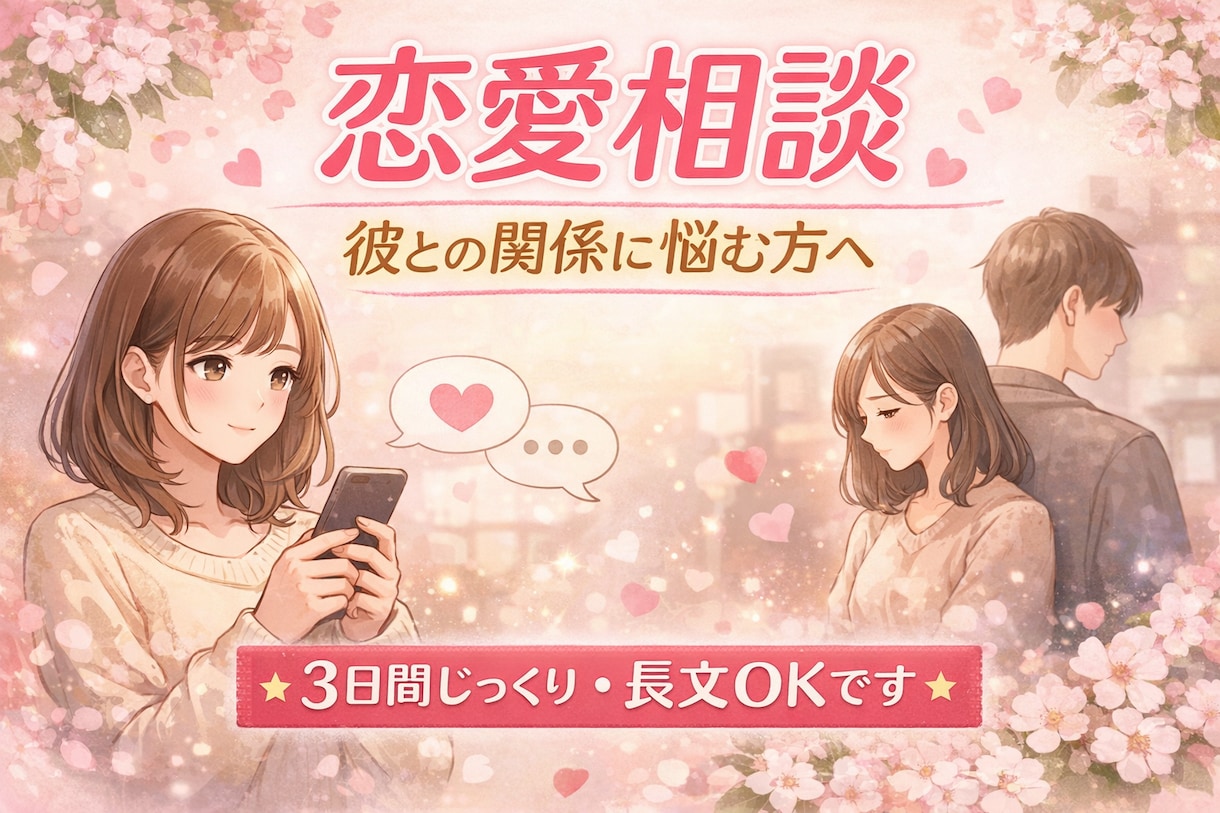 恋愛相談｜彼との関係に悩む方へお話し聞きします 3日間じっくり／長文オッケー！ イメージ1