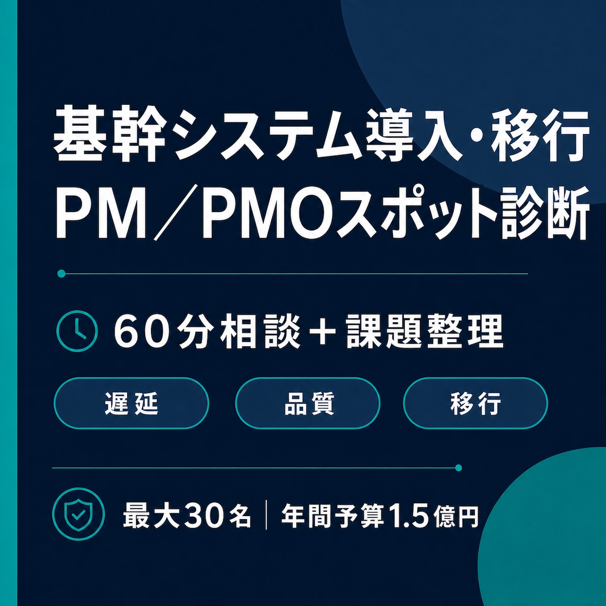 基幹システム導入・移行のPM／PMO相談に乗ります 遅延、品質問題、移行、ベンダー調整、プロジェクト立て直し イメージ1