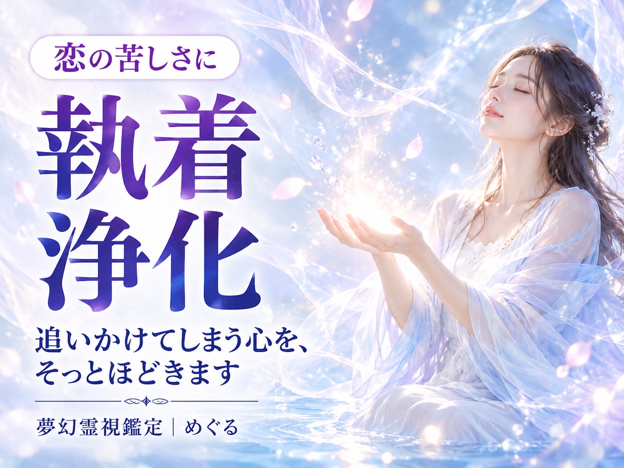 恋の執着浄化｜彼を追いかけてしまう心をほどきます 不安・焦り・依存の念を浄化し、軽やかな心へ整えます イメージ1