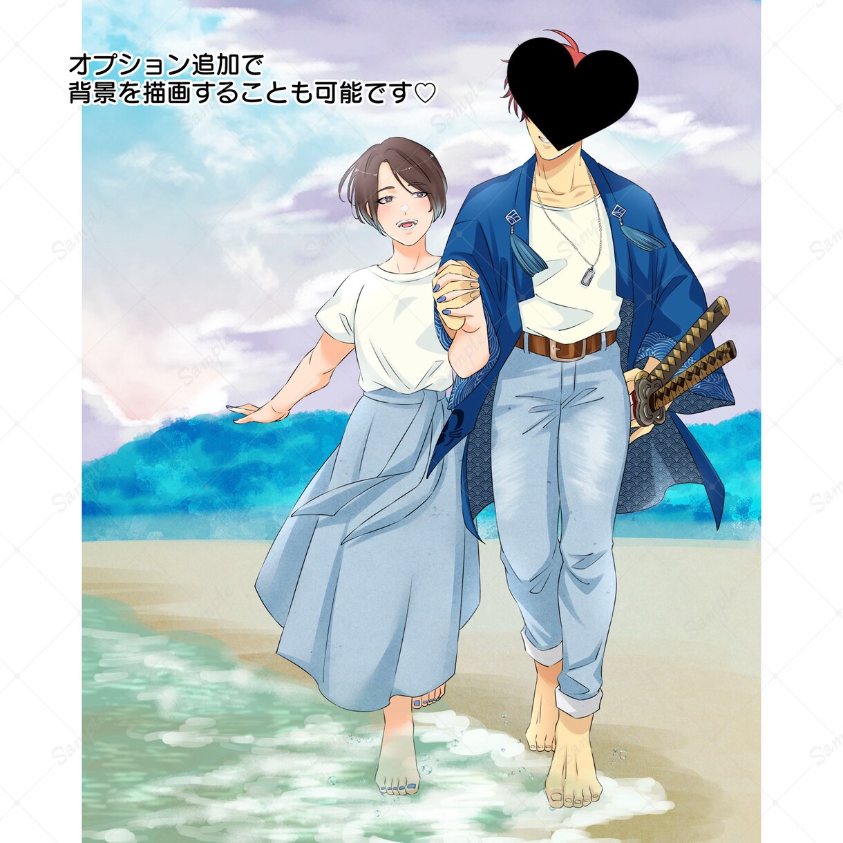 カップルイラスト(似顔絵/夢絵可)・一枚絵描きます 繊細なニュアンスや理想の距離感を大切に表現します イメージ6