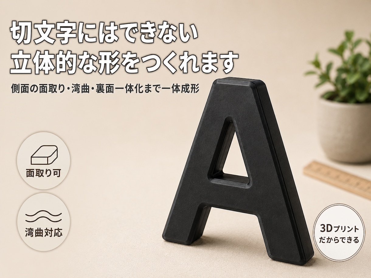 屋外で使える立体文字・立体ロゴ看板を作ります 3Dプリント造形｜1文字から・厚みや形は自由に イメージ2