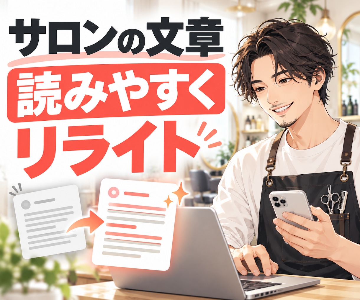 現役美容師がサロン文章を読みやすく直します 予約サイトやSNSの伝わりにくい文章を整えます イメージ1