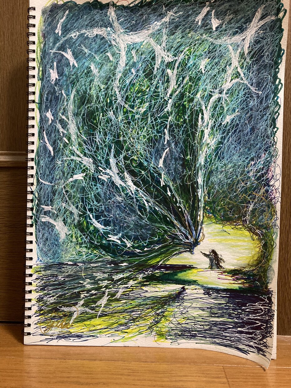 幻想的な世界を手描きのボールペンイラストにします あなたの創造する世界を一枚のイラストにしてみませんか？ イメージ2