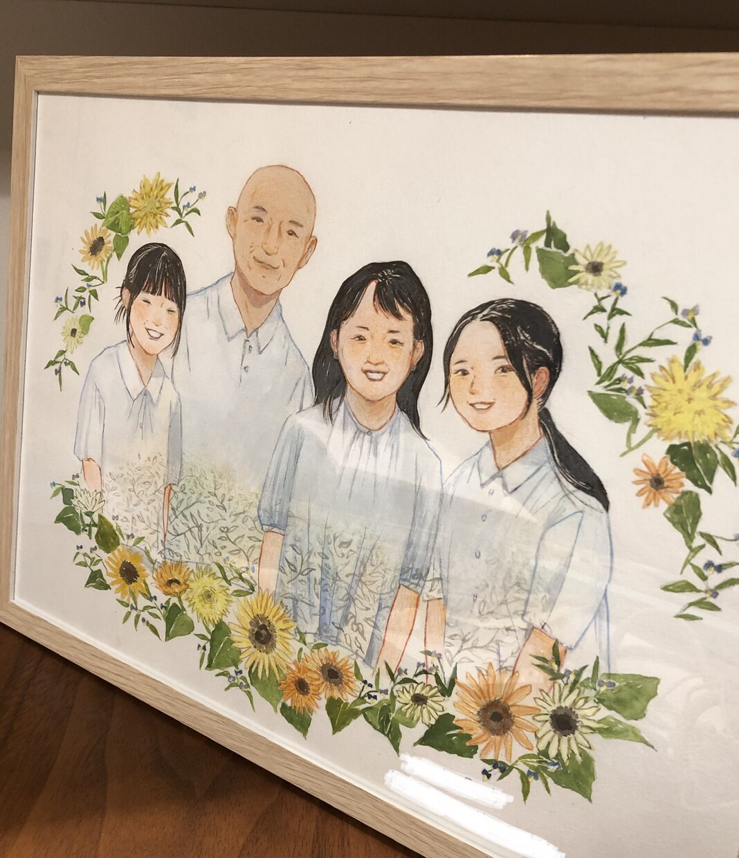 家族・ウェルカムボードに！水彩画似顔絵お描きします 【額装込み】お写真からリアルな水彩画の似顔絵をお描きします！ イメージ2