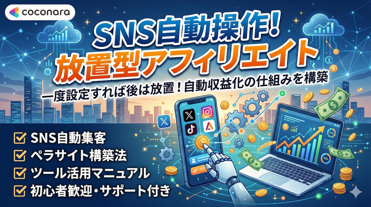 自動で収益化！SNSアフィリエイトの仕組み構築ます 一度設定すれば後は放置！SNSで自動収益化する仕組みを構築 イメージ1