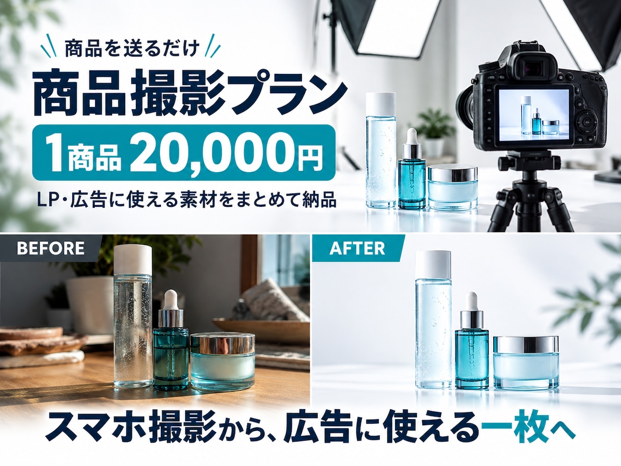 LP・広告用の商品撮影をプロが手配します 1商品2万円｜静止画50カットor動画15本を7営業日目安 イメージ2
