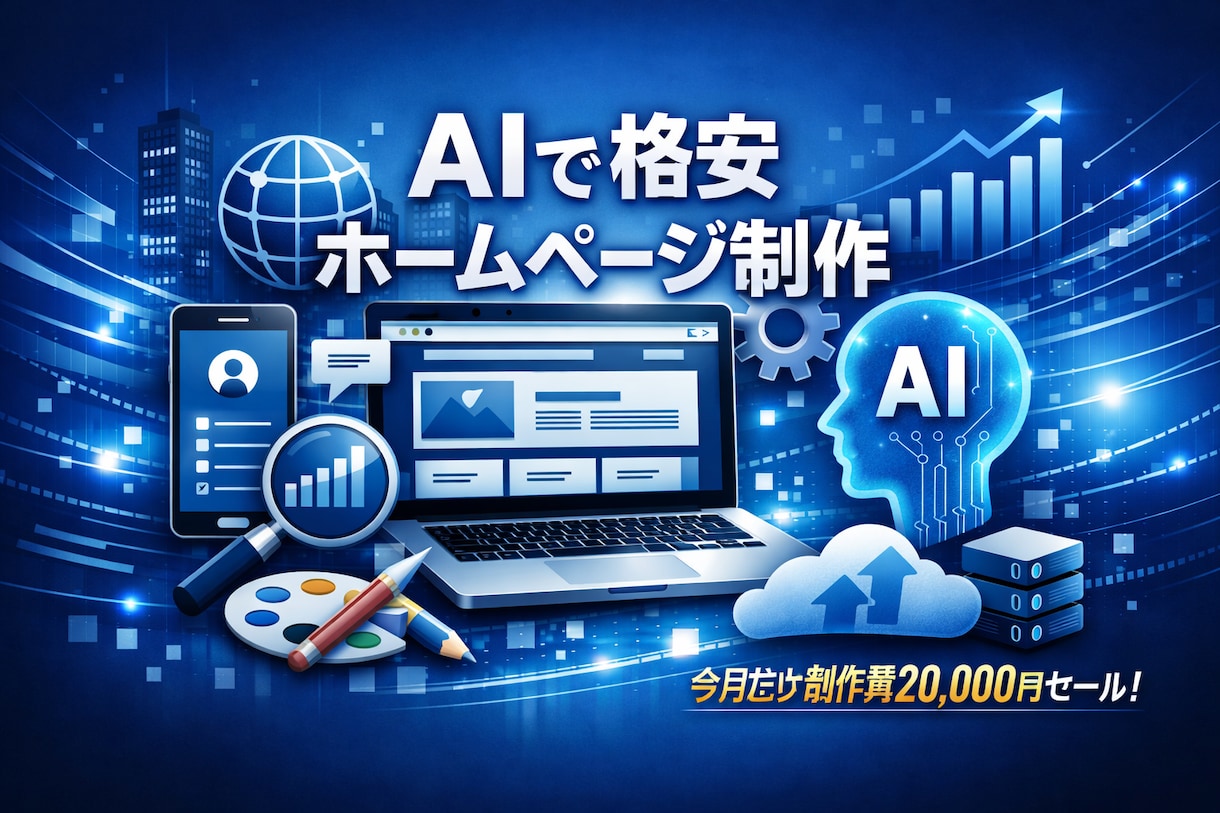 AIを使い格安でウェブサイトを作成します 7月だけ制作費20000円セール！ イメージ1