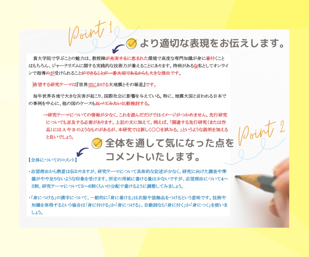 日本人も外国人も！研究計画書を添削します 日本語教師/校正/進学指導の経験多数/中文可 イメージ2