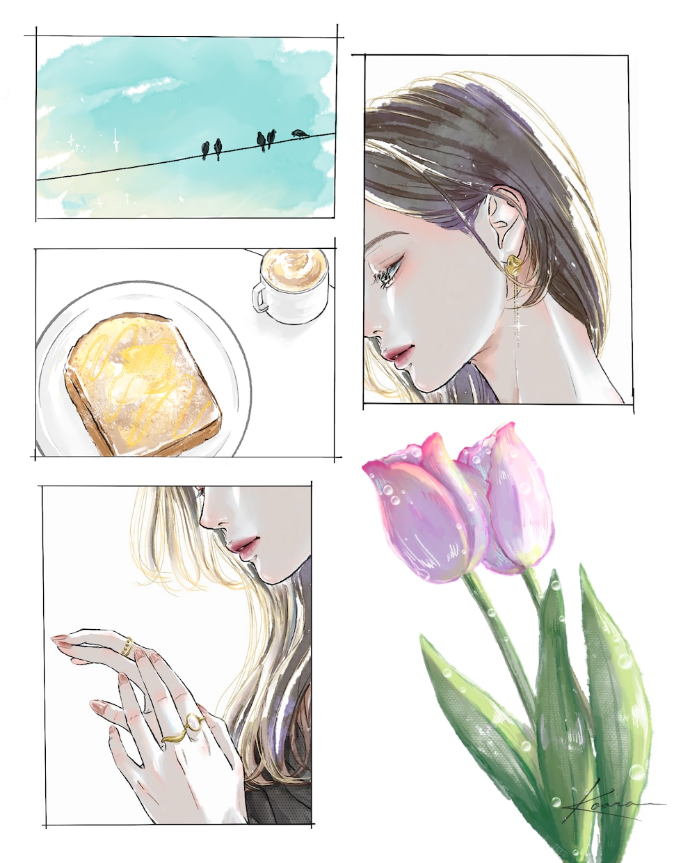 モード×透明感　雑誌の1ページのような絵を描きます 1枚絵・アイコン・挿し絵などジャンル問わずご相談ください イメージ7