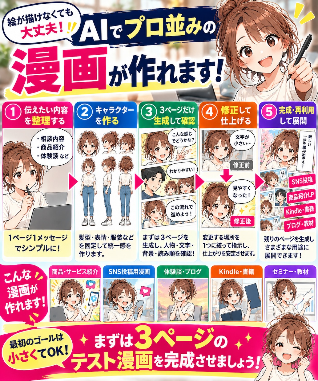 初心者が原稿からAI漫画自動作成ガイド提供します SNS・LP・Kindle・幅広く使えるテンプレ丸ごと収録 イメージ8
