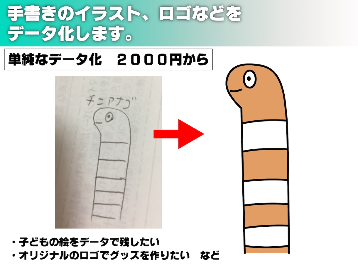 あなたのイラスト、ロゴをデータ化します イラストソフトがない、いつまでもデータで残したい絵がある人へ イメージ2