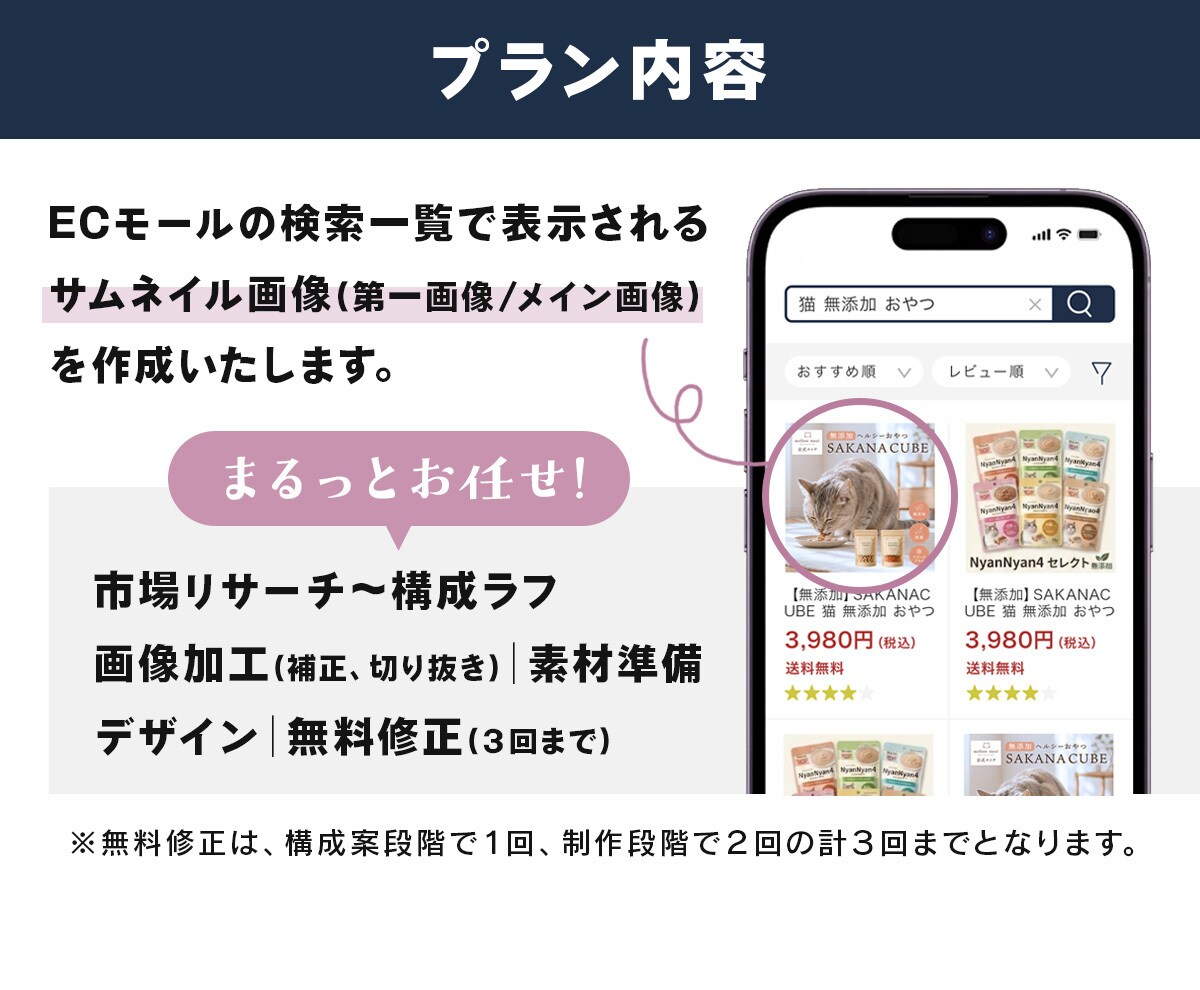 ECモール向けメイン画像(第一画像)を作成します 【丸投げOK】EC実務経験を活かし市場分析から構成・制作まで イメージ3