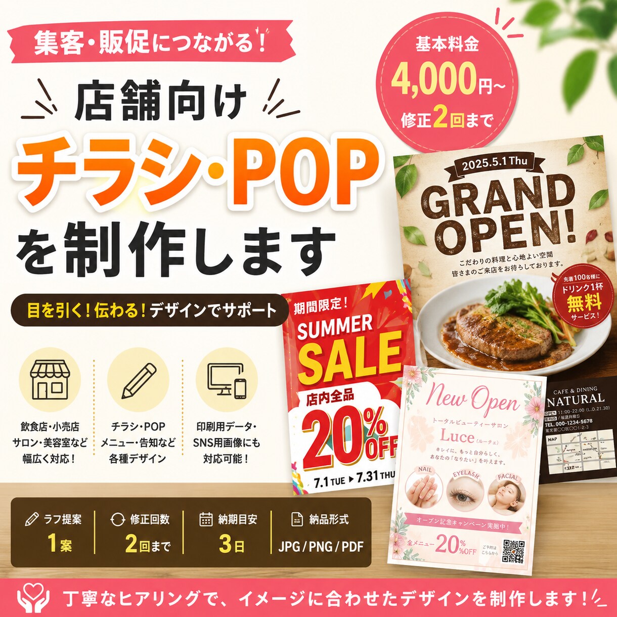 店舗向けチラシ・POPを制作します 集客・販促につながる目を引くデザインを制作！ イメージ1