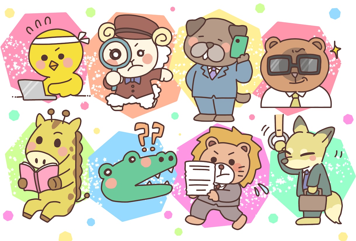 商用OK！ゆるくて可愛いイラスト作成します 色んな場面で使える動物やオリジナルキャラクターを作成！ イメージ2