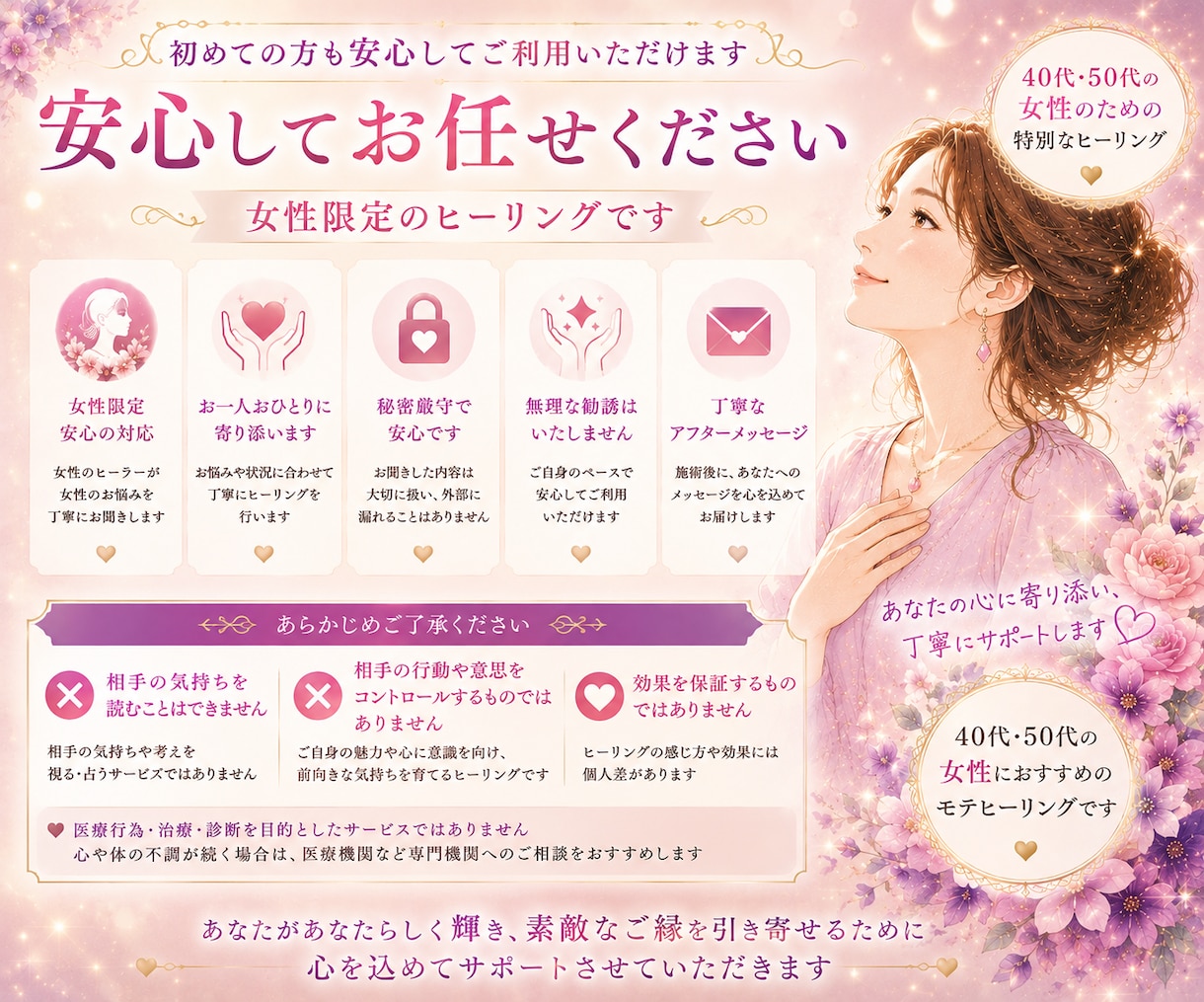 女性の魅力を高めるモテヒーリングでモテさせます 自分らしい魅力に気づくきっかけと自信をサポートします イメージ8