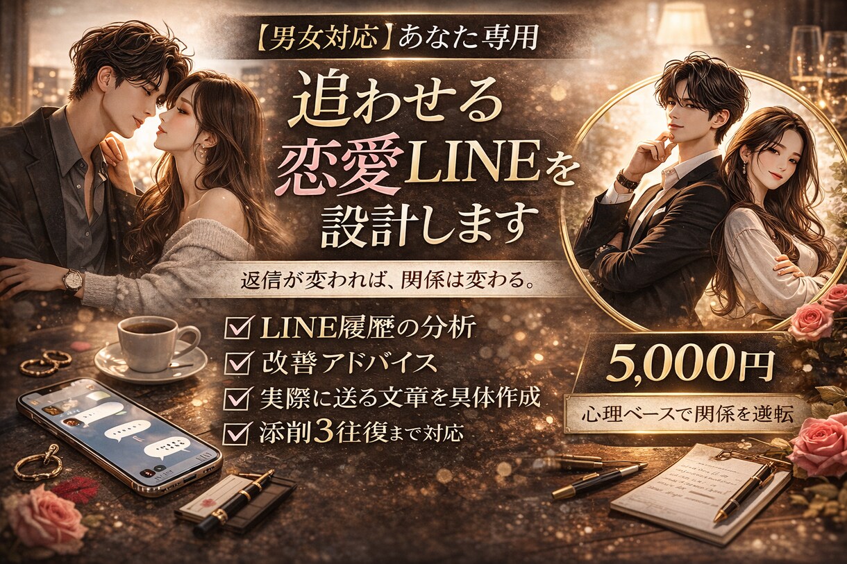 返信が変われば、関係は変わります 【男女対応】あなた専用｜追わせる恋愛LINEを設計します イメージ1