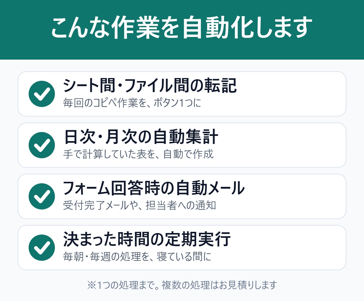 スプレッドシートの面倒な作業をGASで自動化します 転記・集計・メール送信・定期実行に対応｜使い方メモ付き イメージ2