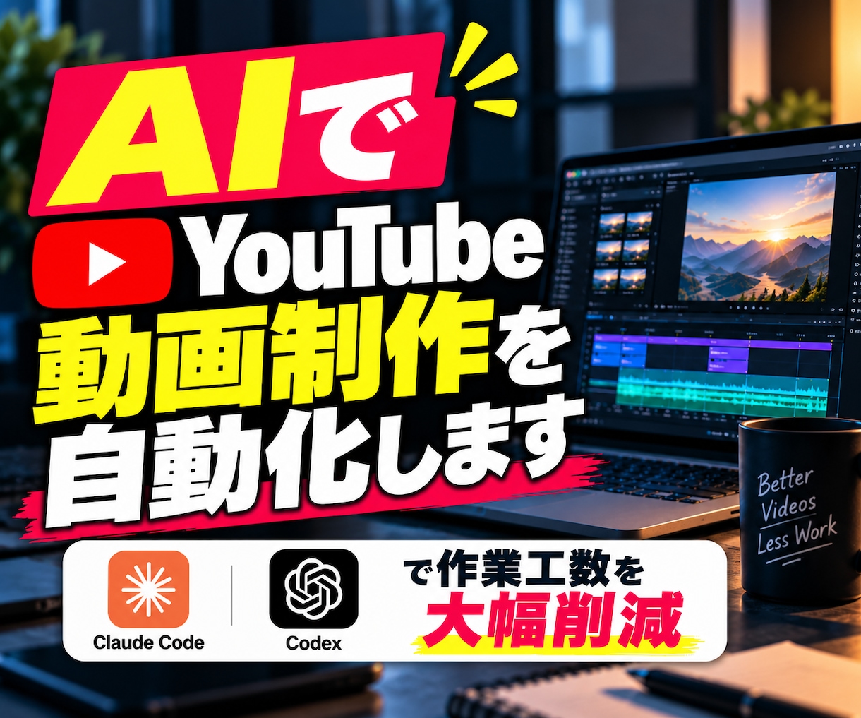 AIでYouTube動画制作を自動化します Claude Code/Codexで工数を減らす仕組みを構築 イメージ1