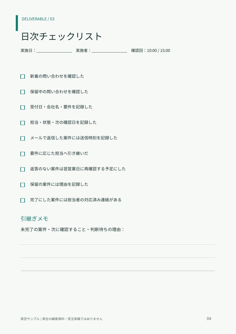 業務メモを引継ぎ手順書に整えますます 箇条書きから手順書・チェックリストまで、まとめて作成 イメージ4