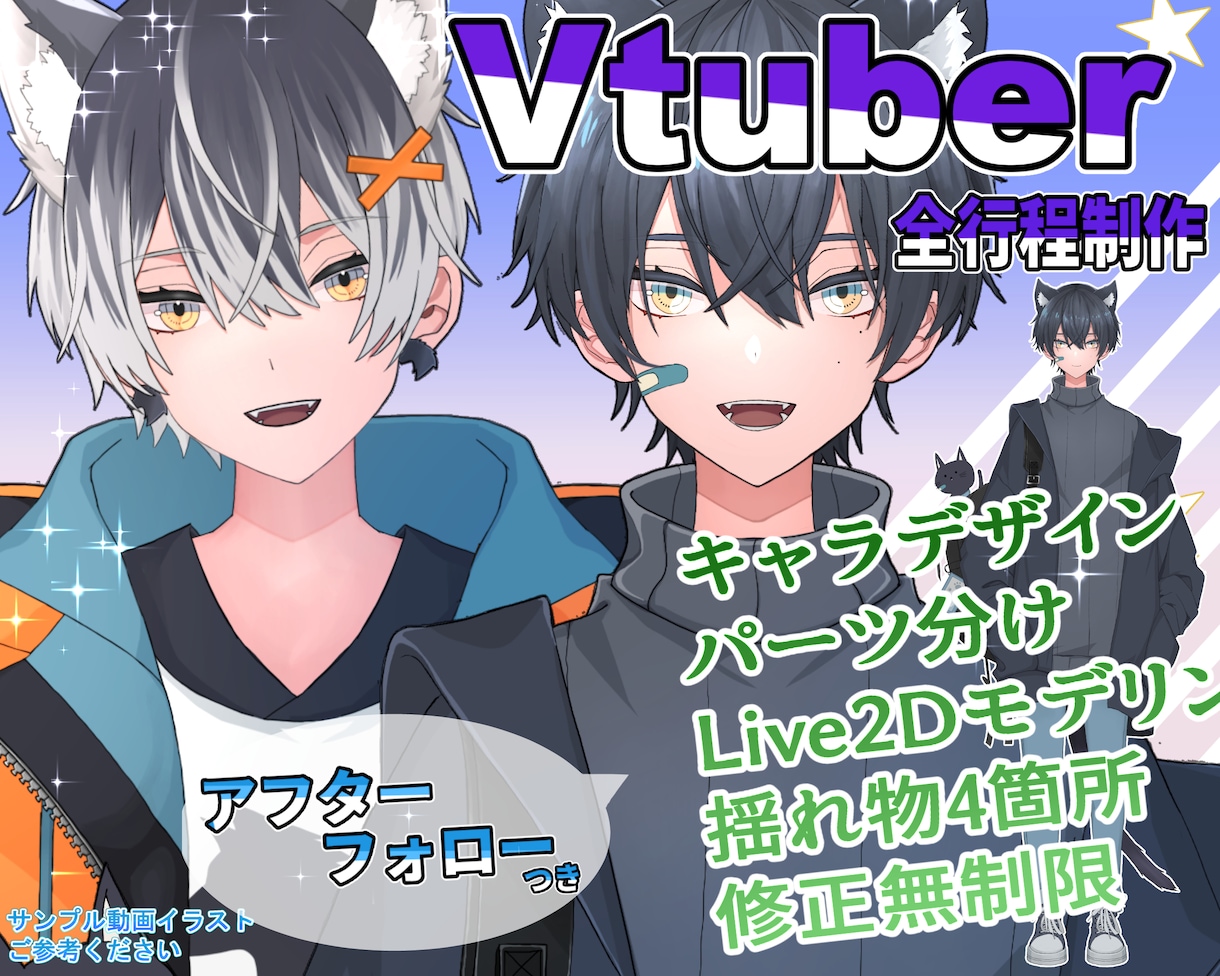 カッコイイ男性Vtuberモデル制作します キャラデザからモデリング一括無料修正アフターフォロー込み イメージ1