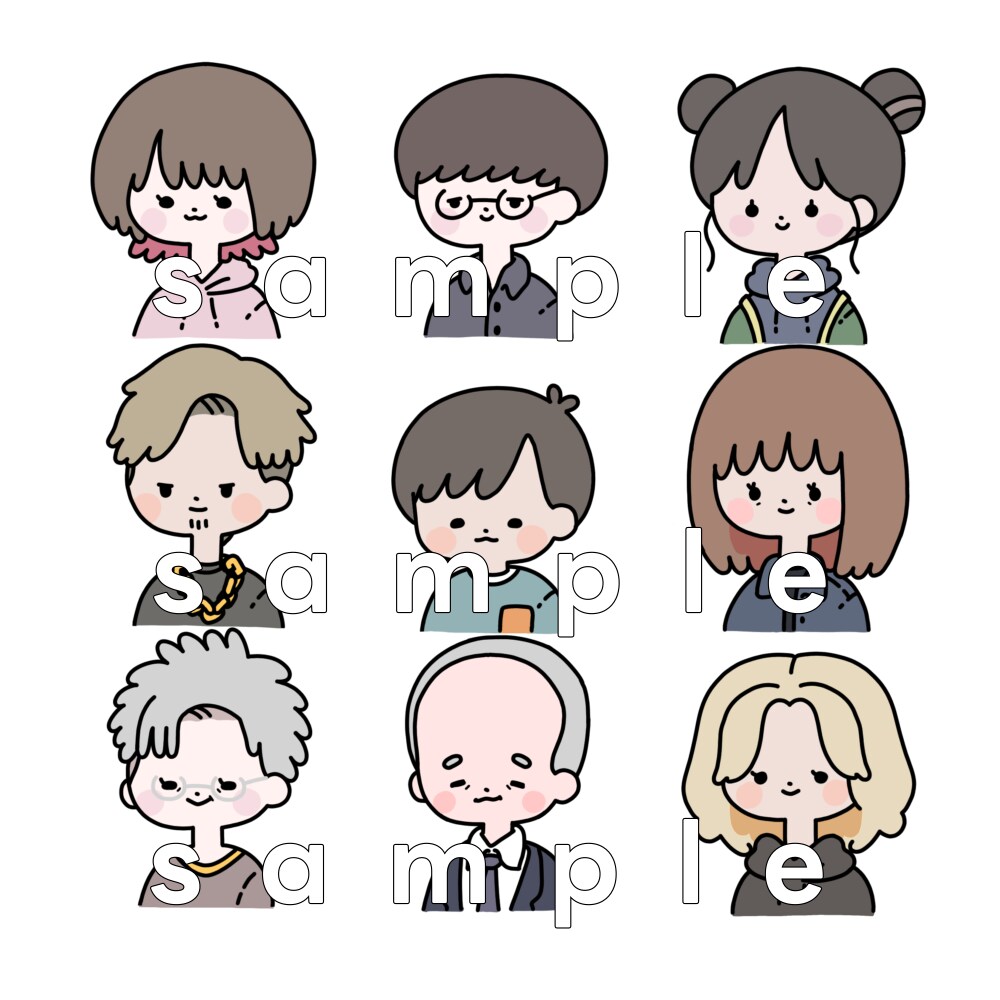 シンプルで可愛い似顔絵アイコン作成します 商用利用OK！SNSやブログの挿絵で使えるシンプルイラスト イメージ9