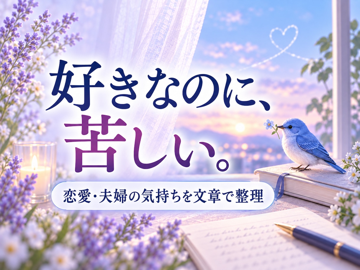 文章で相談｜恋愛の気持ちを整理します 好きなのに苦しい気持ちを文章で整理します イメージ1