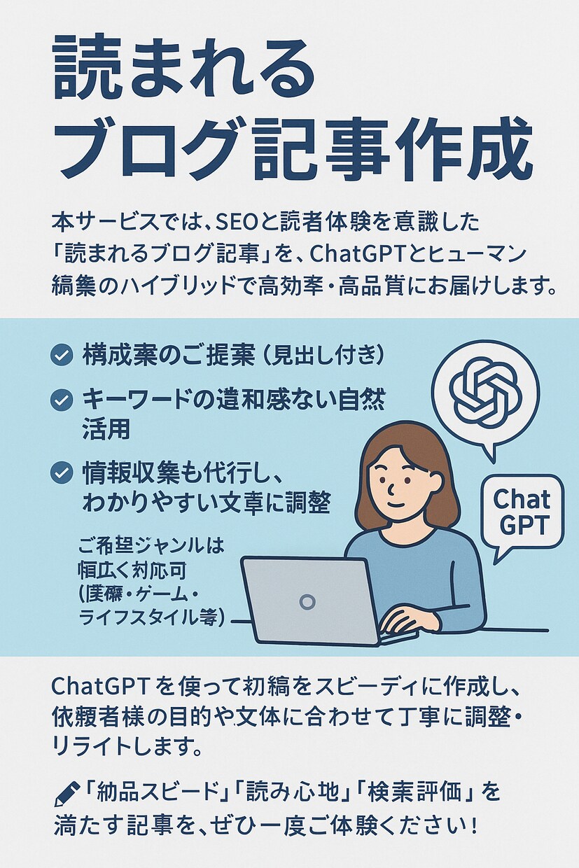 読まれるブログ記事を制作します 【SEO×高速執筆】、構成案付き イメージ1